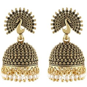 Traditional Jewelry Ethnic Antique Pearl Peacock Jhumka Earrings set For Women